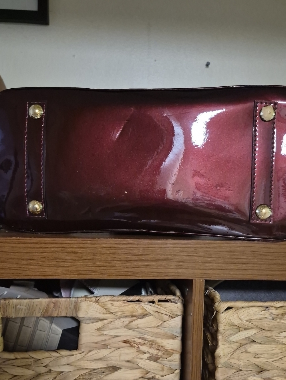 LV Looking Patent Leather Burgundy Satchel - Picture 6 of 8